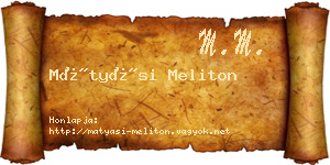 Mátyási Meliton névjegykártya